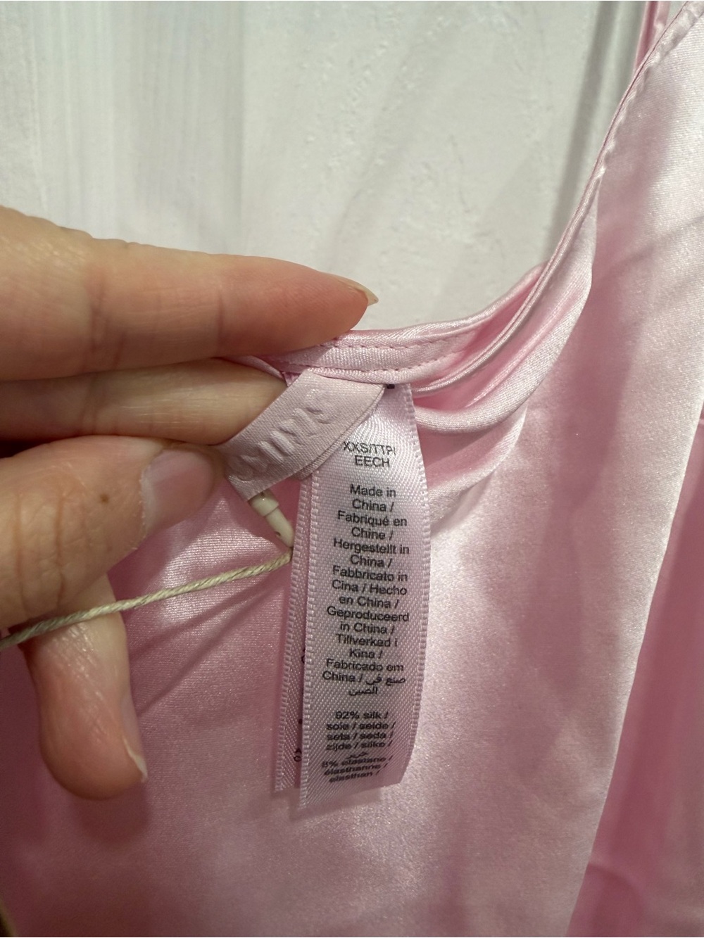 SKIMS NWT Silk Feather Mini Dress Pink Cherry Blossom Women XXS - Picture 5 of 5